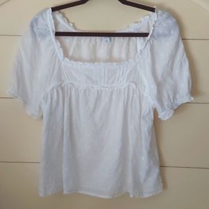 Old Navy 100% cotton White Eyelet Peasant Top, XS